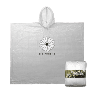 Custom compostable rain poncho example